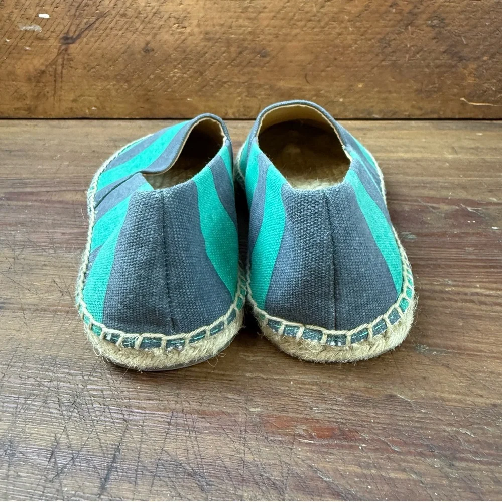 J. Crew Espadrilles Blue Teal Rugby Style Stripe 8
